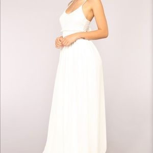 Fashion nova white floor length dress